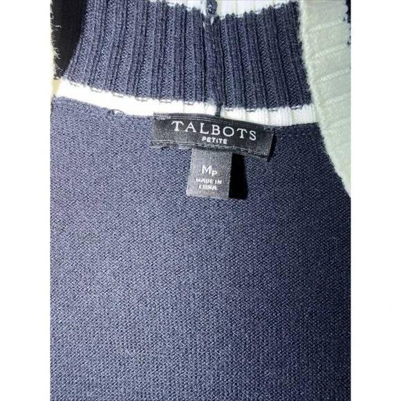 Talbots 'Après Sail' Open Front Cardigan Sweater Size MP Coastal Nautical Beach - Picture 3 of 4